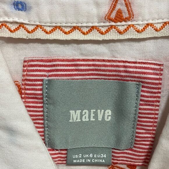 Maeve Anthropologie Teepee Print Pleated Button Down Blouse – Size 2 - Picture 2 of 12